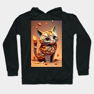 Cute Cat Portrait Paper Art Style Hoodie